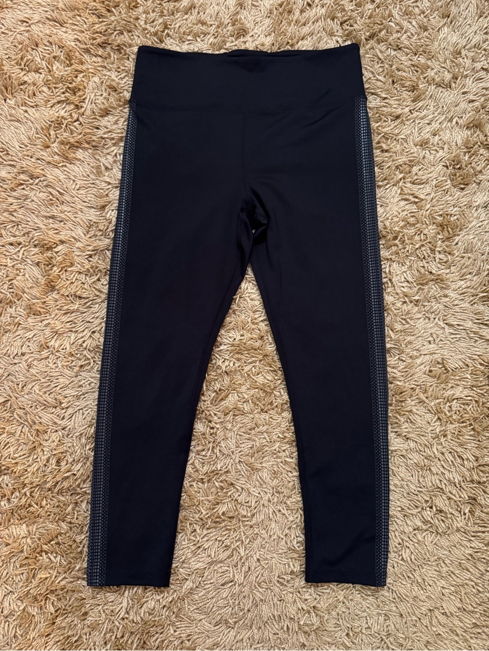 Free People black leggings with gray textured side stripe 25” size large